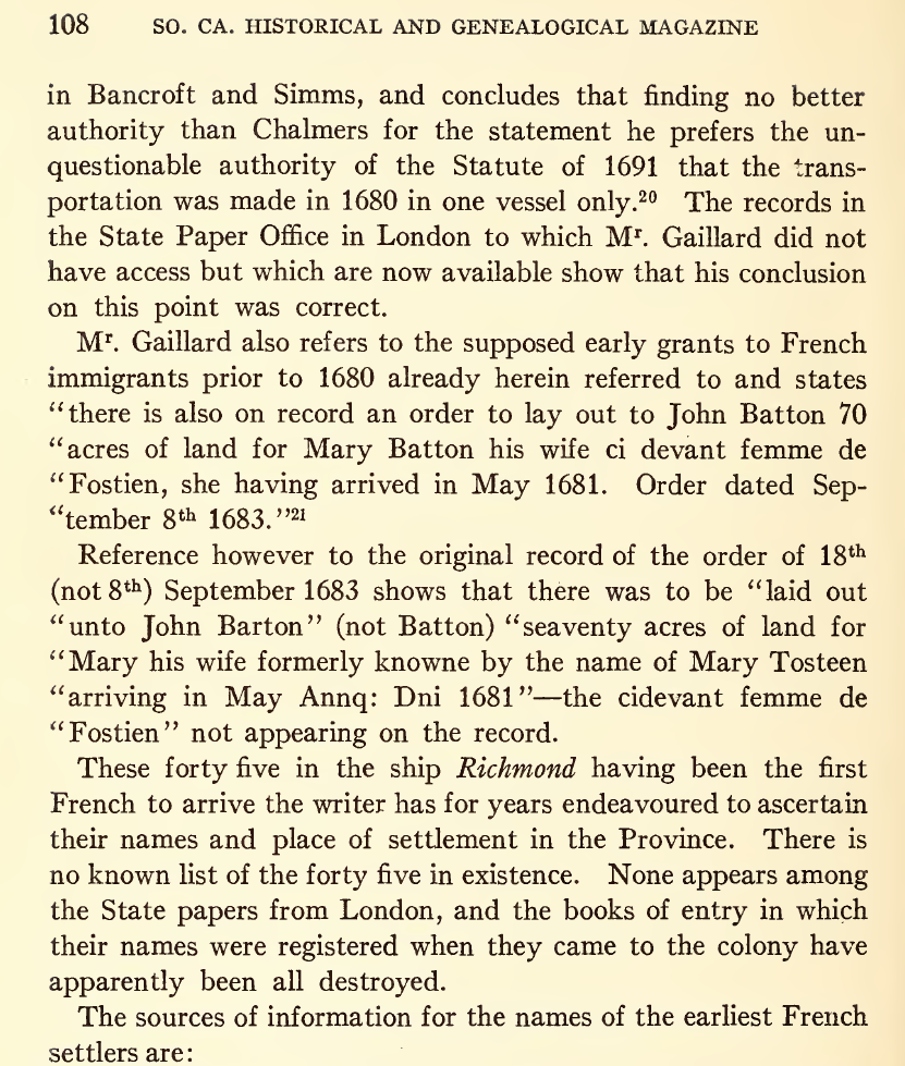the south carolina historical and genalogical magazine volume xviii 1917 pgs 108.